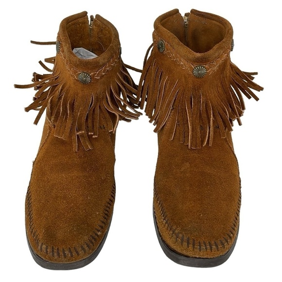 Minnetonka Moccasins Women's 8 Brown Suede Leather Moccasins Ankle Boots Shoes - Picture 3 of 15